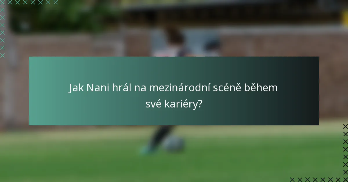 Jak Nani hrál na mezinárodní scéně během své kariéry?