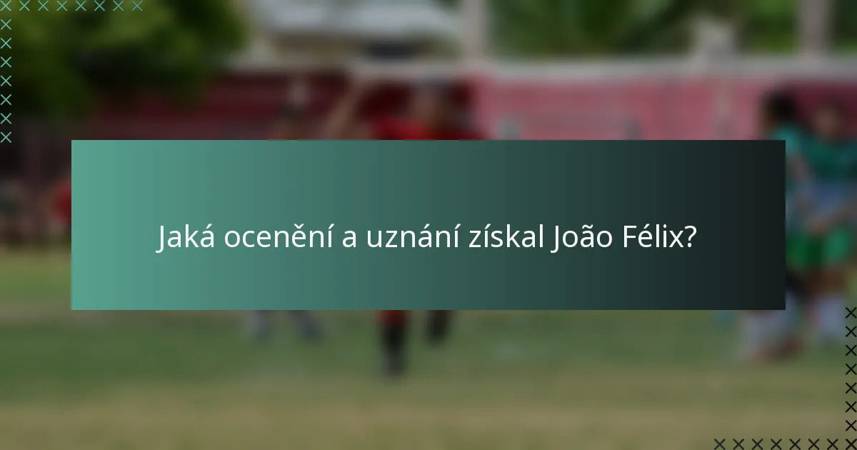 Jaká ocenění a uznání získal João Félix?
