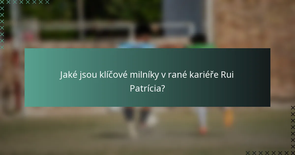 Jaké jsou klíčové milníky v rané kariéře Rui Patrícia?